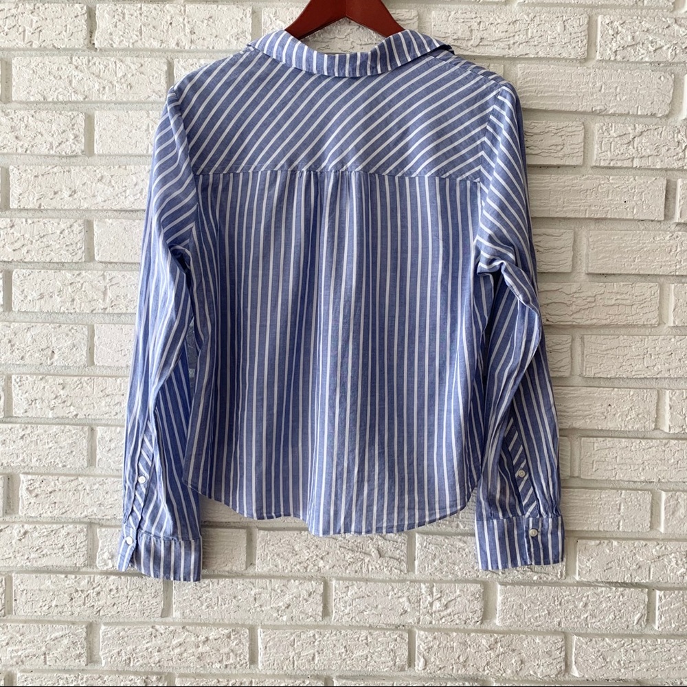 J. Crew Long Sleeve Front Tie Knot Blue Size Large - Picture 7 of 8